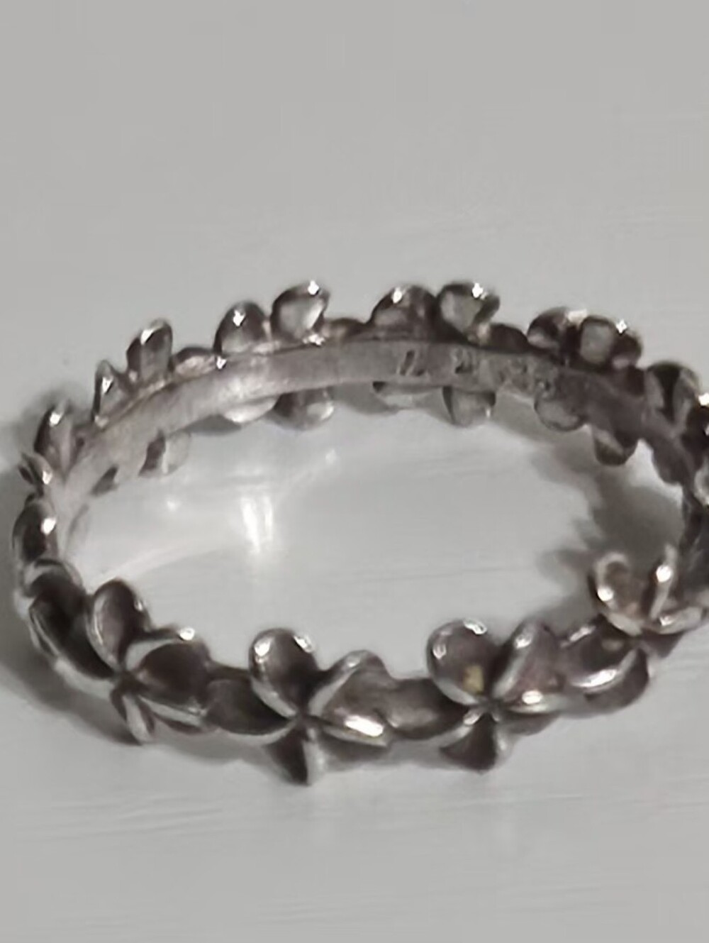 Sterling Silver Floral Eternity Band - Silver